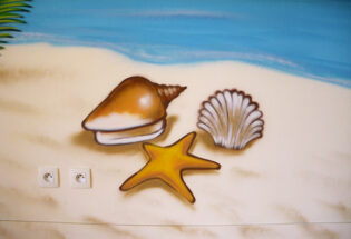fresque murale plage et coquillages