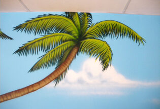 fresque murale palmiers