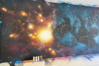 fresque chambre internat fond galaxie