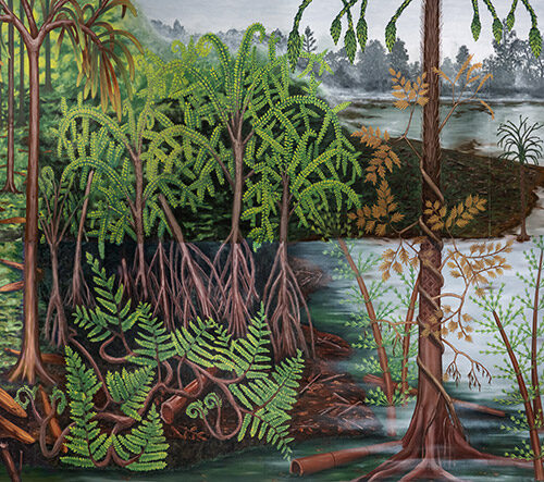 Mural Studio fresque planète carbonifère -museum Grenoble-scénographie