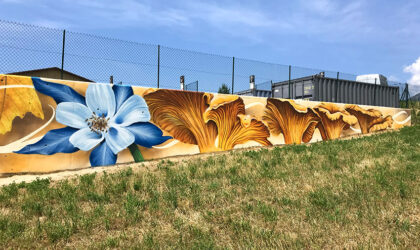 fresque déchèterie la Mure champignons et fleur bleue