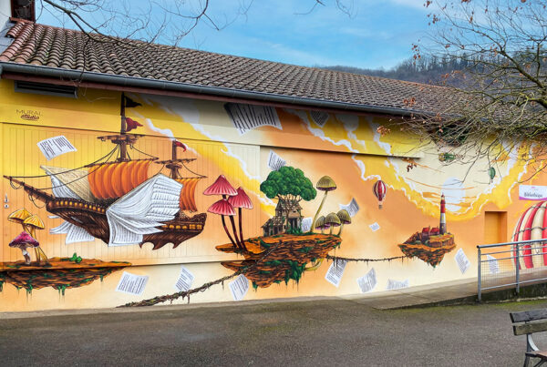 fresque sur bibliothèque - Mural Studio