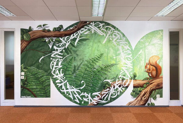 fresque pour bibliothèque universitaire Bulles Mural Studio